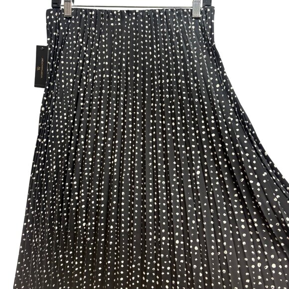 NWT Worthington Womens Black & White Splash Polka Dot Pleated Midi Skirt M Pull - Picture 8 of 9